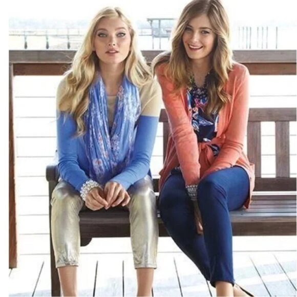 LILLY PULITZER Women's blue tan colorblock Pullover Sweater - S - Picture 4 of 12